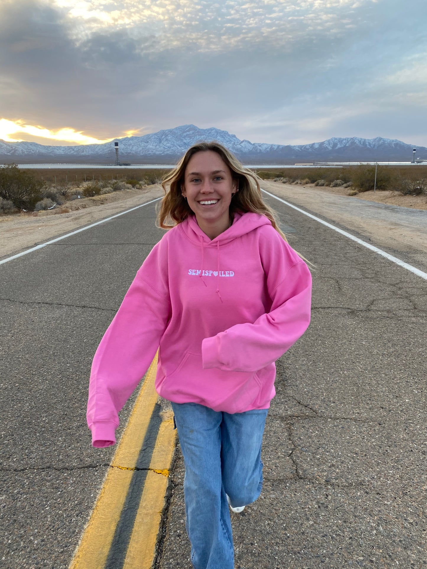 Pink Hoodie with White "Love That For You" Lettering