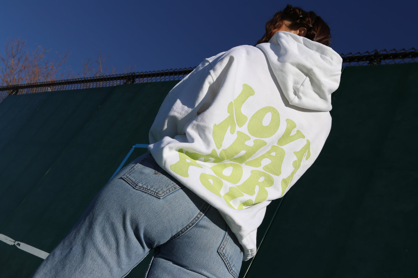 White with Sage Print "Love That For You" Hoodie