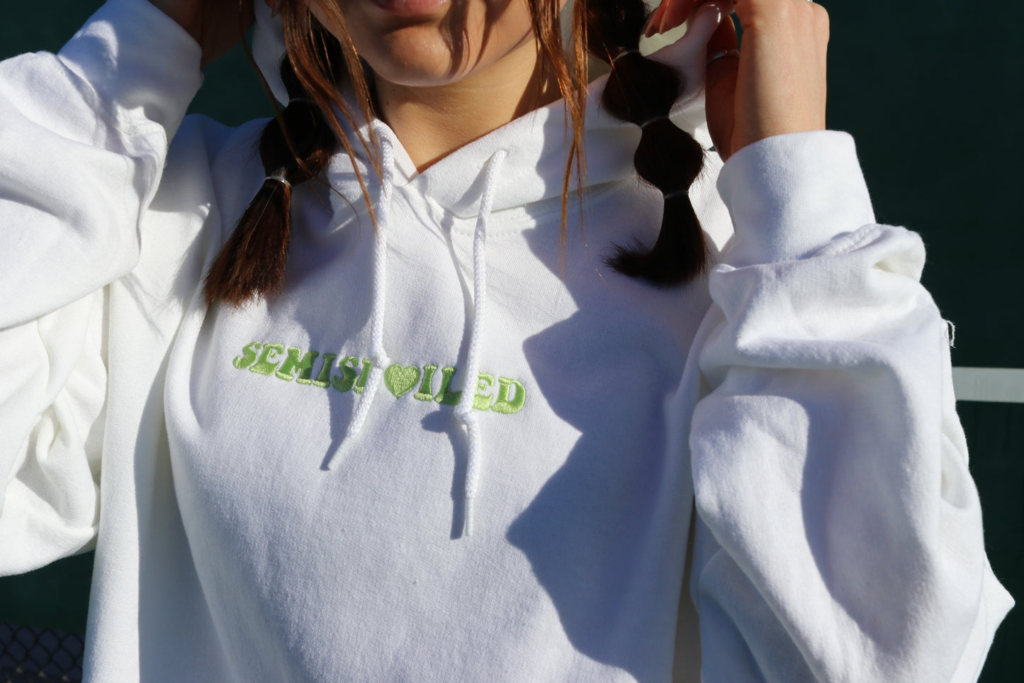 White with Sage Print "Love That For You" Hoodie