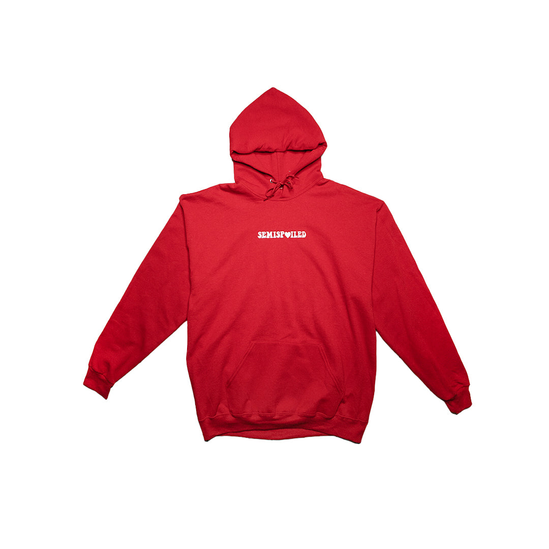 Red Hoodie with "Love That For You" Lettering in White